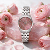 Breeze Γυναικείο Ρολόι με Ασημί Μπρασελέ και Ροζ Mother of Pearl Καντράν 612611.5