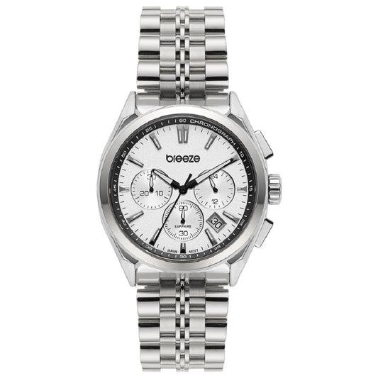 Breeze Ανδρικό Ρολόι Χρονογράφος με Ασημί Μπρασελέ 613012.1