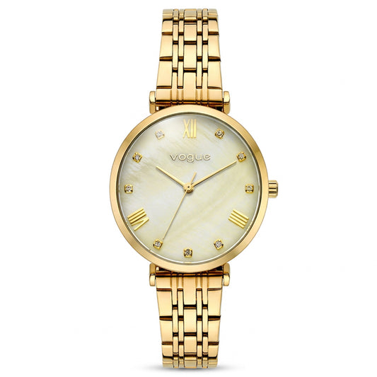 Ρολόι Γυναικείο Vogue Bliss Mini Χρυσό με Περλέ Καντράν & Ζιργκόν 617042