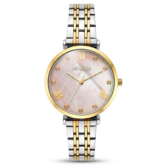 Ρολόι Γυναικείο Vogue Bliss Mini Δίχρωμο με Ροζ Περλέ Καντράν & Ζιργκόν 617063
