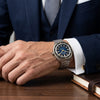 Ρολόι ανδρικό Edox Hydro-Sub Date Automatic Chronometer 80128 357JNM BUDD LIMITED EDITION (500 κομμάτια) με μπρασελέ και μπλε καντράν