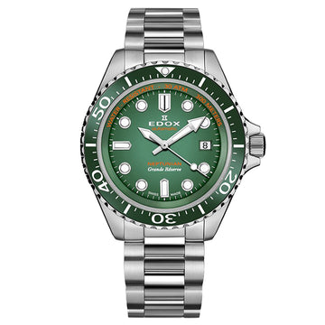 Ρολόι ανδρικό Edox Neptunian Grande Réserve 10242-TINM-BUIDN με μπρασελέ και πράσινο καντράν