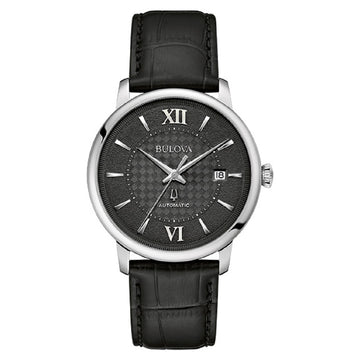 Ρολόι Ανδρικό Bulova Automatic με Μαύρο Δερμάτινο Λουράκι 96B441