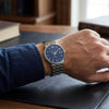 Ρολόι Ανδρικό Bulova Automatic Ασημί με Μπλε Καντράν 96B447