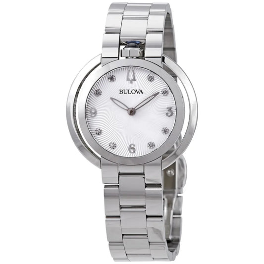 Ρολόι γυναικείο Bulova Rubaiyat 96P184 με μπρασελέ και λευκό ανάγλυφο καντράν με μπριγιάν