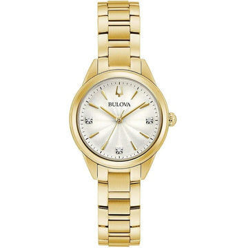 Ρολόι γυναικείο Bulova Sutton Diamonds 97P150 με μπρασελέ και λευκό καντράν