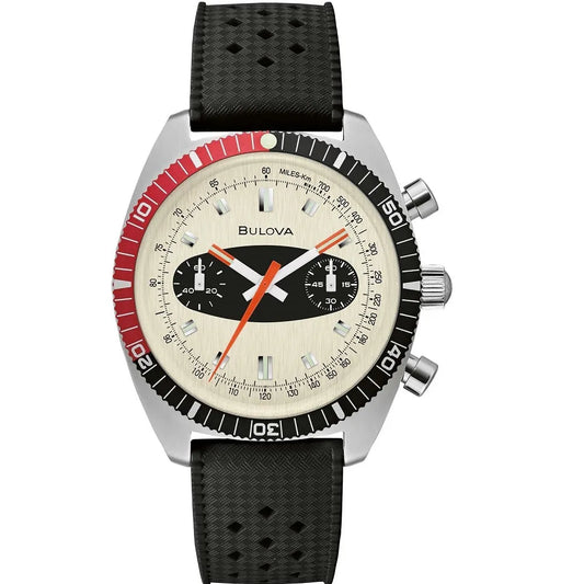 Ρολόι ανδρικό Bulova Surfboard Collection Chronograph 98A252 με λουρί και μπεζ καντράν