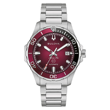 Ρολόι Ανδρικό Bulova Marine Star Automatic Ασημί με Κόκκινο Καντράν 98B472
