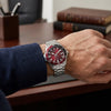 Ρολόι Ανδρικό Bulova Marine Star Automatic Ασημί με Κόκκινο Καντράν 98B472