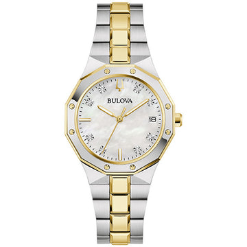 Bulova Prestige Diamond Accent Ladies Two Tone Stainless Steel Bracelet