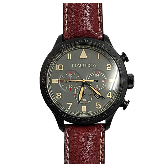 Nautica Chronograph Bordeaux Leather Strap