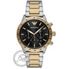 Ρολοί ανδρικό Emporio Armani Chrono AR11521 με δίχρωμο μπρασελέ και μαύρο καντράν