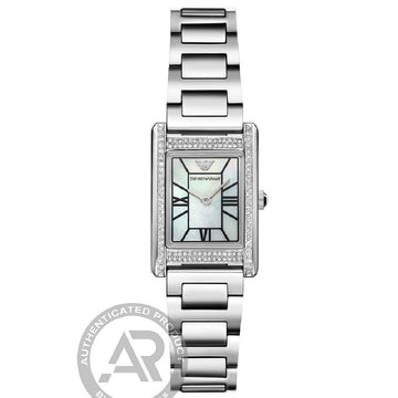 Γυναικείο Ρολόι Emporio Armani Ασημί με Κρύσταλλα και Mother of Pearl Καντράν