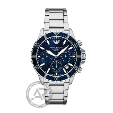 Emporio Armani World Explorer Chronograph Silver Stainless Steel Bracelet