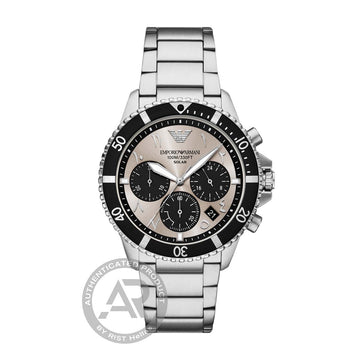 Emporio Armani Ανδρικό Ρολόι Solar Chronograph με Μαύρη Στεφάνη AR11722