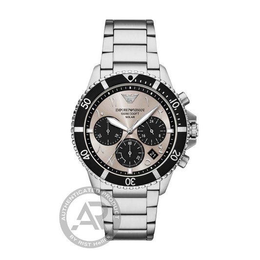 Emporio Armani Ανδρικό Ρολόι Solar Chronograph με Μαύρη Στεφάνη AR11722