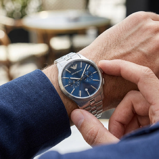 Emporio Armani Ανδρικό Ρολόι Chronograph με Μπλε Καντράν AR11728