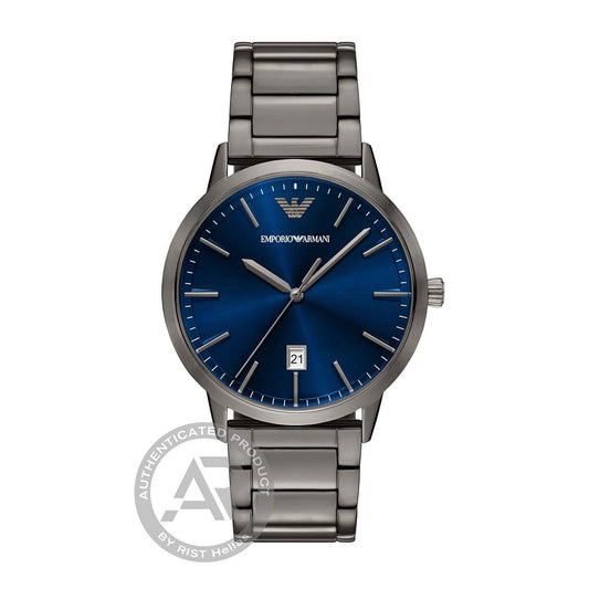 Ανδρικό Emporio Armani γκρι ρολόι με μπλε καντράν
