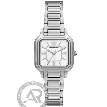 Γυναικείο Ρολόι Emporio Armani Ασημί με Τετράγωνο Καντράν