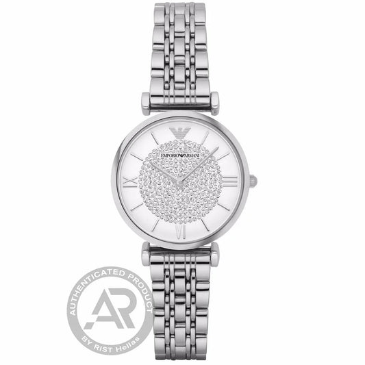 Ρολόι γυναικείο Emporio Armani AR1925 με μπρασελέ και λευκό καντράν