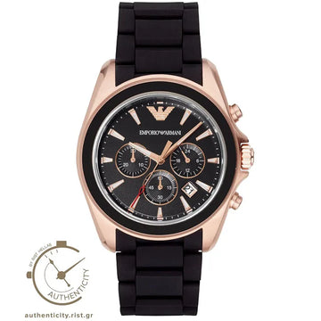 Ρολόι ανδρικό Emporio Armani Chronograph AR6066 με μπρασελέ και μαύρο καντράν