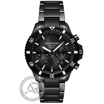 Emporio Armani Diver Chronograph  Black Stainless Steel Bracelet
