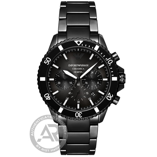 Emporio Armani Diver Chronograph  Black Stainless Steel Bracelet