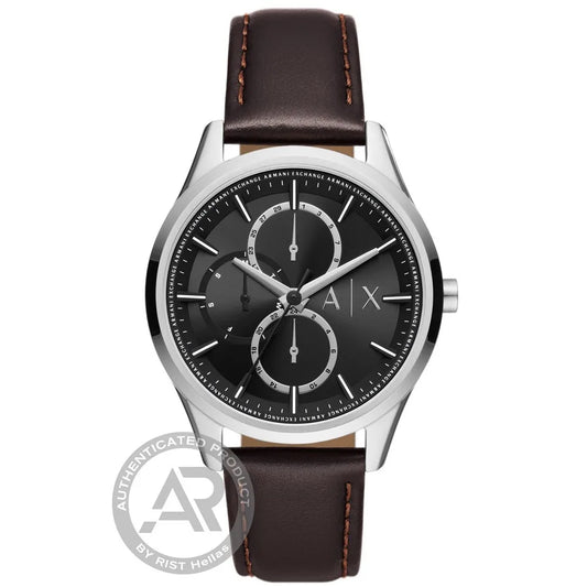 Ρολοί Armani Exchange Dante Multifunction AX1868 με δερμάτινο λουρί και μαύρο καντράν