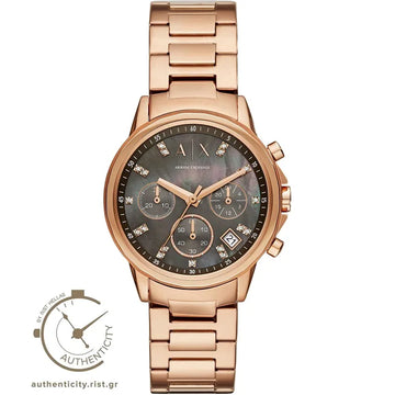 Ρολόι γυναικείο Armani Exchange Chronograph AX4354 με μπρασελέ και γκρι φιλντισένιο καντράν