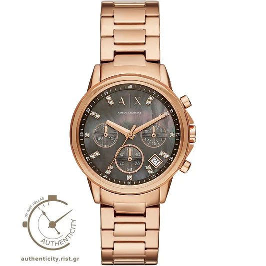 Ρολόι γυναικείο Armani Exchange Chronograph AX4354 με μπρασελέ και γκρι φιλντισένιο καντράν