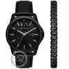 Ρολοί Armani Exchange Banks AX7147SET με δερμάτινο λουρί και μαύρο καντράν