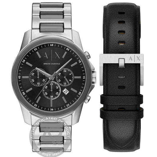 Armani Exchange Chronograph Two-Tone Watch and Interchangeable Strap Set