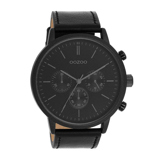 Oozoo Timepieces Black Leather Strap