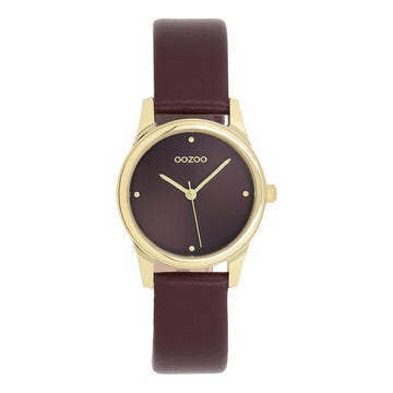 OOZOO Timepieces Gold case with Bordeaux Leather Strap C11627