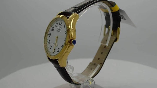 Q&Q Black Leather Strap C192J104Y