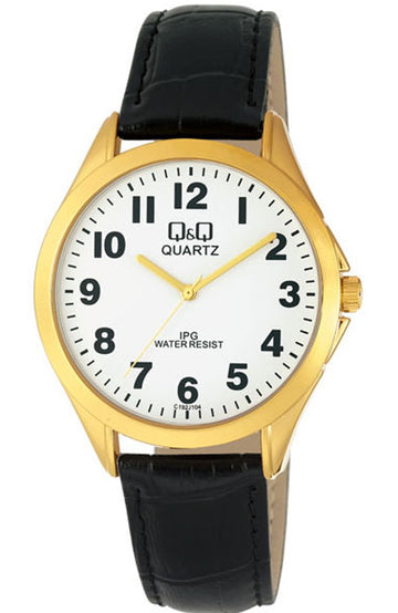 Q&Q Black Leather Strap C192J104Y