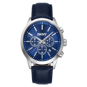Ανδρικό Ρολόι DKNY Chronograph Μπλε με Δερμάτινο Λουράκι