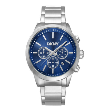 Ανδρικό Ρολόι DKNY Chronograph Ασημί με Μπλε Καντράν και Μεταλλικό Μπρασελέ