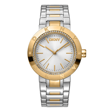 DKNY Eastside Logo Two Tone Stainless Steel Bracelet