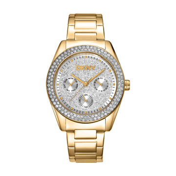 DKNY Chambers Multi Glitz Multifunction Gold Stainless Steel Bracelet
