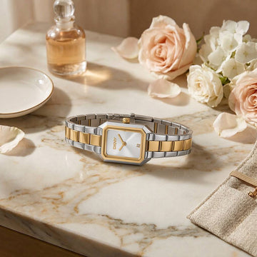 Ρολόι Γυναικείο DKNY Signature Shape Δίχρωμο Ασημί Χρυσό με Ασημί Καντράν DK1L180M0085
