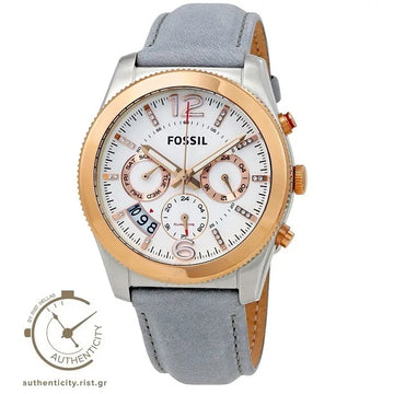 Ρολόι γυναικείο Fossil Boyfriend ES4081 με δερμάτινο λουρί και λευκό καντράν