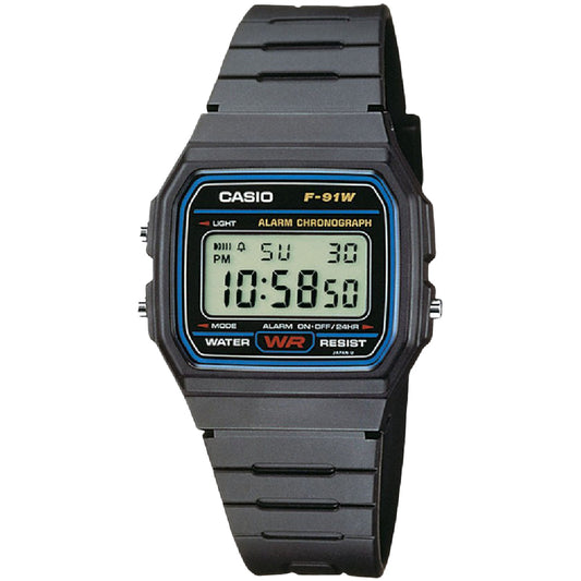 Ρολόι Ανδρικό Ψηφιακό Casio F-91W-1YEG Μαύρο