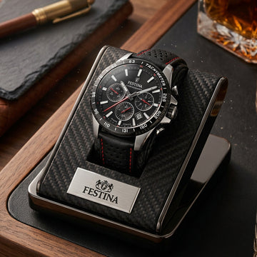 Ρολόι ανδρικό Festina Chronograph F20561-4 με λουρί και μαύρο καντράν
