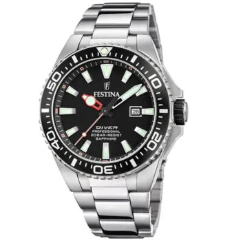 Ανδρικό ρολόι Festina Diver F20663-3 με μπρασελέ και μαύρο καντράν