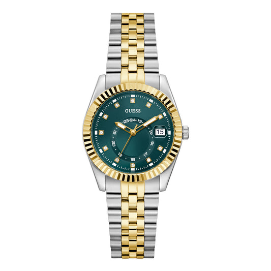 GUESS  Γυναικείο Ρολόι Δίχρωμο με Πράσινο Καντράν GW0936L3