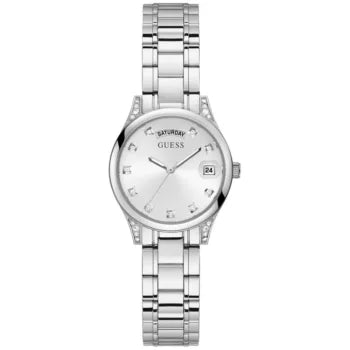 Ρολόι γυναικείο Guess Melody GW0468L1 με μπρασελέ και ασημί καντράν