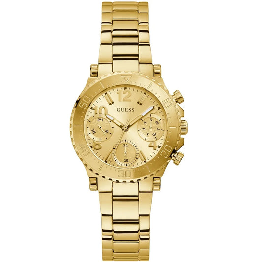 Ρολόι γυναικείο Guess Cosmic Multifuction GW0465L1 με μπρασελέ και χρυσό καντράν