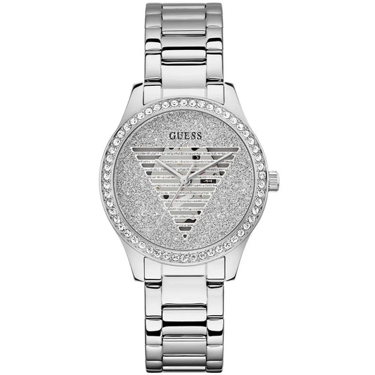 Ρολόι γυναικείο Guess Idol Crystals GW0605L1 με μπρασελέ και ασημί καντράν