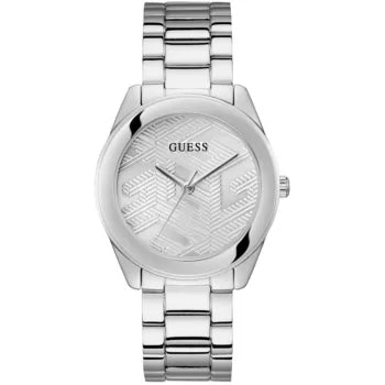 Ρολόι γυναικείο Guess Cubed GW0606L1 με μπρασελέ και ασημί καντράν